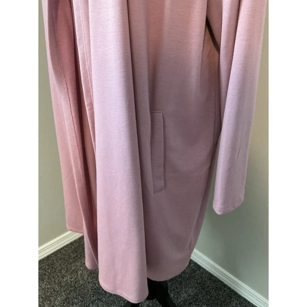 Ava‎ & Viv Duster Cardigan Mauve Pink Open Front Pockets L/S Travel Stretch 2X